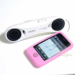 iPhoneをアクティブスピーカーにつなげる