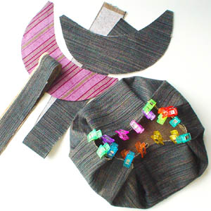 初の自作キャスケット（縫い合わせ前）