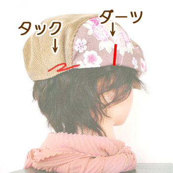 和柄×茶コーデュロイのハンチング3-サイズ修正箇所