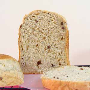 111027 ホームベーカリー早焼きコースで食パン(シードミックス＋刻みレーズン)　断面