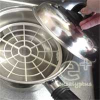 鍋利用の仮設・蒸し器