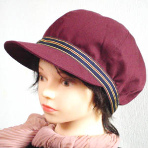 えんじ色の６枚はぎキャスケット2