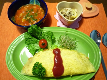 2010.1.26オムライス＆トマトスープ＆きのこのワイン煮5