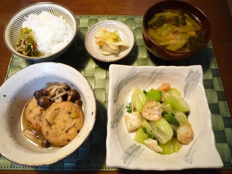 2011.1.14エビと青梗菜の中華風炒め＆がんも煮6