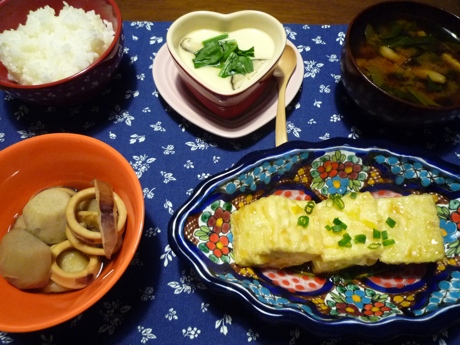 2011.12.14茶碗蒸し＆里芋とイカの煮物＆揚げ出し豆腐6