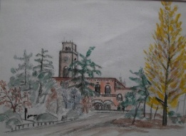 一橋大学水彩画