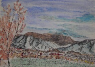 菅平　明覚山水彩画秋