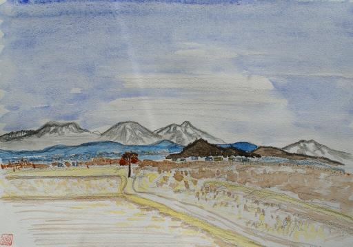 臥龍山 北信五岳水彩画