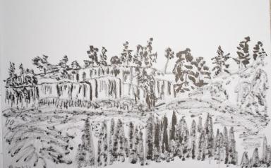 米子蓑洞水墨画.jpg