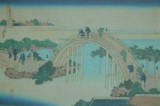 北斎の亀戸太鼓橋