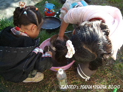 庭でどろだんご