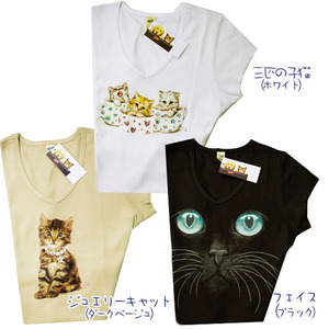 ねこ猫ネコ柄のTシャツ