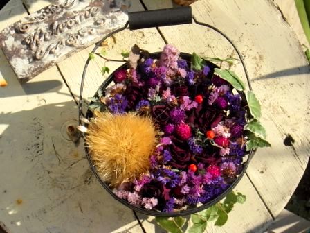 ドライフラワーバスケット