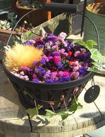 ドライフラワーバスケット