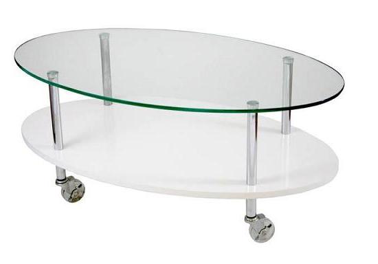 リビングテーブル　ホワイト　楕円