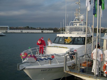 santa on the boat