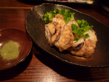 茄子の挽肉挟み揚げ