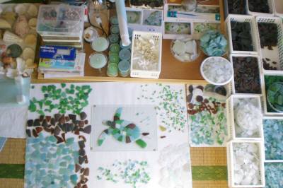 製作中のウミガメ