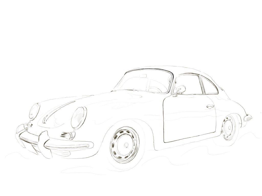 ポルシェ356bのイラストレーションを描きます の巻 カーイラスト Car Illustration クルマの絵 楽天ブログ
