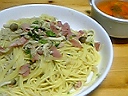 きのことベーコンのパスタ