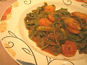 海老とほたて貝柱のほうれん草のフィットチーネ