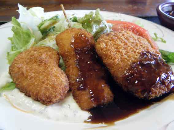 久善の「カツ＆コロッケ定食」-2♪