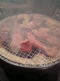 焼き鳥調理中