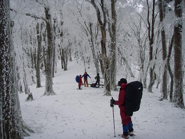 カナビキ尾根分岐にて休憩