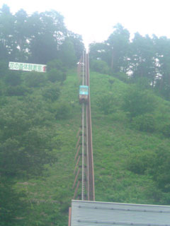 山上公園へ向かうケーブルカー