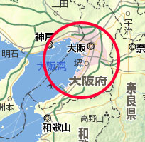 大阪平野の地図