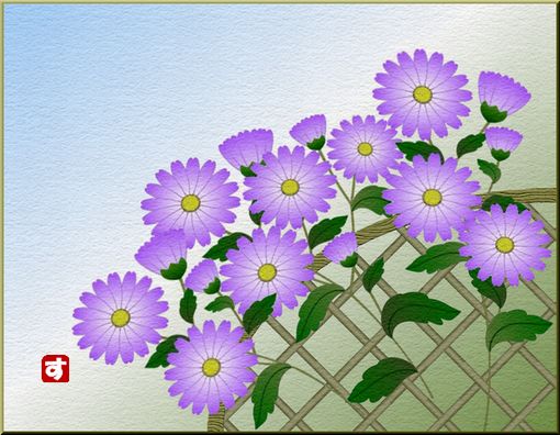 JTrimで描画・竹垣に菊の花