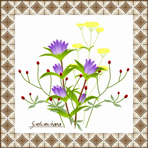 ひし形模様の枠 ・ 秋草