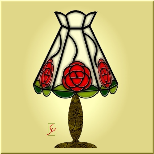 ステンドグラス風　・　赤いバラのスタンド