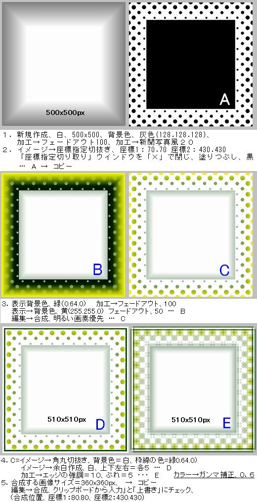 フェードアウトで模様枠 ・ 作成手順